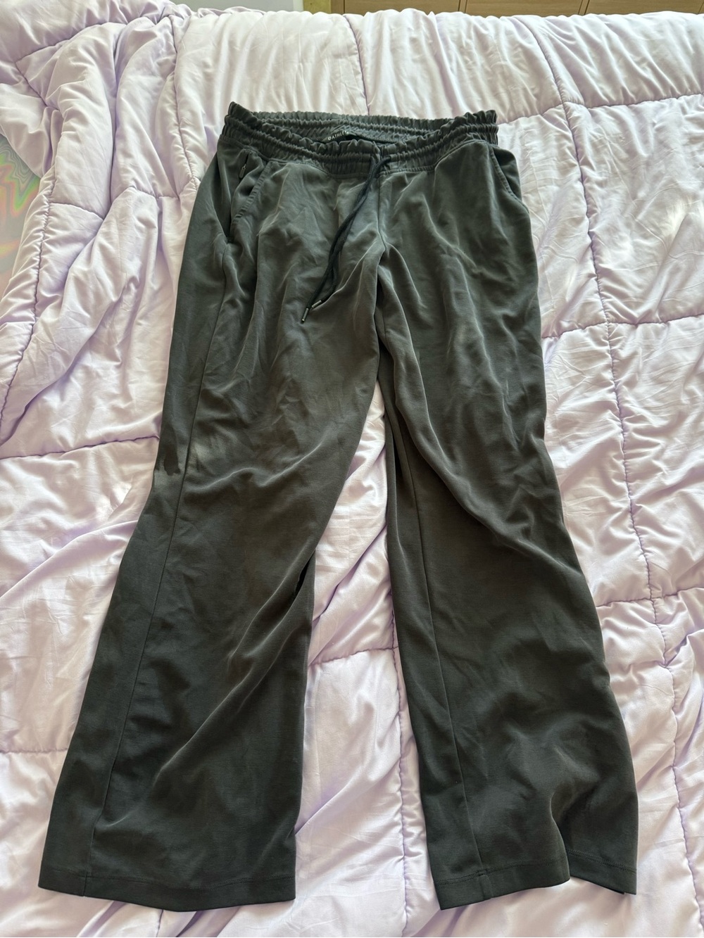 Athleta Black Straight-Leg Drawstring Pants